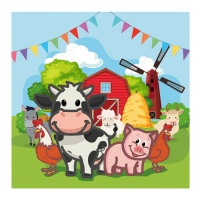 Servilletas de animales de granja felices de 16,5 x 16,5 cm - 30 unidades