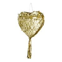 Piñata 3D de corazón dorado de 36 x 32 x 10 cm