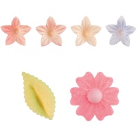 Obleas de flores, florecillas y hojas