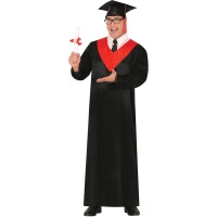 Disfraz de diplomado negro y rojo para adulto