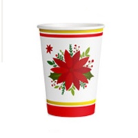 Vasos de 270 ml de flor de Navidad - 6 unidades