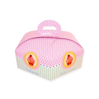 Caja de 27 x 27 x 10 cm para tarta hexagonal con asa
