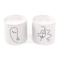 Vela con rostros de 8 x 8 x 7,5 cm - DCasa - 1 unidad