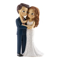 Figura para tarta de boda de pareja acariciándose de 16 cm