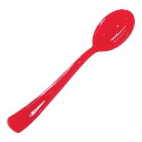 Cucharas de 13 cm de plástico rojo premium - 15 unidades