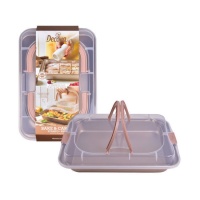 Molde rectangular de 34,7 x 24,5 x 5,5 cm con tapa y asas - Decora