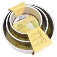 Moldes redondos de 25,4 cm, 20,3 cm y 15,2 cm x altura 7,6 cm - PME - 3 unidades