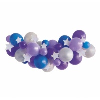 Guirnalda de globos surtidos morados con estrellas - 36 unidades