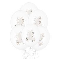 Globos de látex con paloma de 30 cm - PartyDeco - 6 unidades