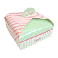 Caja de 33 x 33 x 10 cm para tarta cuadrada con asa