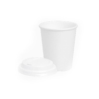 Vasos de 120 ml de cartón blanco tapa con agujero - 25 unidades