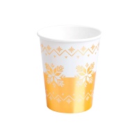 Vasos de 270 ml de Navidad de bordado dorado - 6 unidades