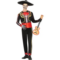 Disfraz de catrina con flores y calaveras para hombre