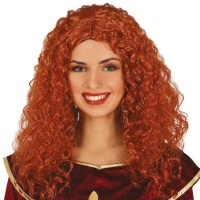 Peluca melena pelirroja de pelo rizado