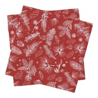Servilletas de 16,5 x 16,5 cm de Navidad de hojas - 20 unidades