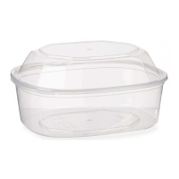 Tupper de 1,5 L de plástico rectangular con tapa sujeta