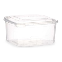 Tupper de 1 L de plástico rectangular con tapa sujeta
