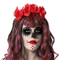 Diadema de rosas rojas