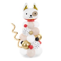 Bouquet de globos de perro blanco - PartyDeco - 64 piezas
