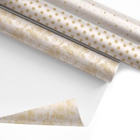 Papel de regalo con diseños dorados surtidos de 2 x 0,70 m - 1 unidad