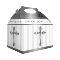 Caja de Primera Comunión plateada - 12 unidades