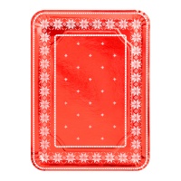 Bandeja de 34 x 25 cm de cartón rectangular bordado rojo - 2 unidades