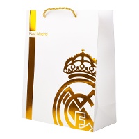 Bolsa regalo de 40 x 30 x 12 cm de Real Madrid dorada