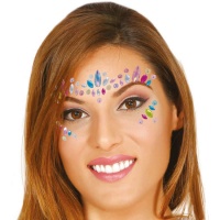 Joyas adhesivas faciales de lágrimas y círculos multicolor