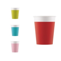 Vasos de 200 ml compostables de colores - 8 unidades