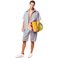 Disfraz de surfista a rayas para hombre