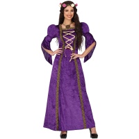 Disfraz de dama medieval morado para mujer