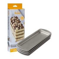 Molde rectangular de 25,5 x 10,5 x 2 cm para layer cake - Decora - 4 unidades
