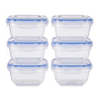 Tupper de 0,9 L cuadrados de plástico - 6 unidades
