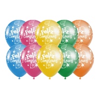 Globos de látex de Feliz Cumpleaños de colores de 30 cm - 10 unidades
