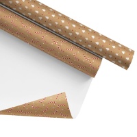 Papel de regalo rojo y kraft navideño de 2 x 0,70 m - 1 unidad