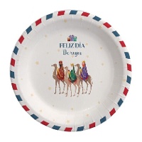 Platos de 18 cm de Reyes Magos blanco - 8 unidades