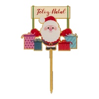 Topper para tarta de Feliz Natal dorado de 10.4 x 16 cm
