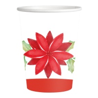 Vasos de 200 ml de Flor de Pascua de Navidad - 8 unidades