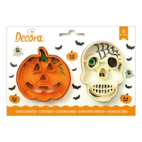 Cortadores de galletas de cráneo y calabaza - Decora - 2 unidades