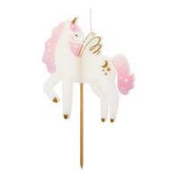 Vela de Unicornio con alas rosa de 9 cm - 1 unidad