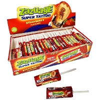 Piruleta masticable de fresa con tatuaje de 10 gr - 50 unidades