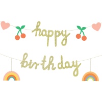 Guirnalda de Happy Birthday con cerezas de 2,00 m