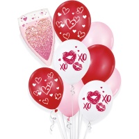 Bouquet de globos de San Valentín XO - 9 unidades
