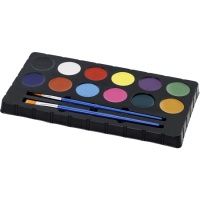 Paleta de maquillaje facial y pinceles