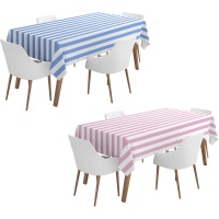 Mantel de plástico de 1,80 x 1,20 m a rayas - 1 unidad