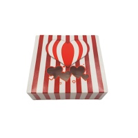 Caja de 14 x 13 x 5 cm para galletas de corazones y rayas