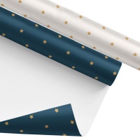 Papel de regalo de estrellas doradas de 2 x 0,70 m - 1 unidad