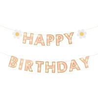 Guirnalda de Happy Birthday con margaritas de 3,50 m