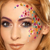 Joyas adhesivas faciales de colores redondas - 100 unidades