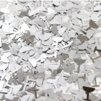 Confeti de copas de champán plateado de 14g